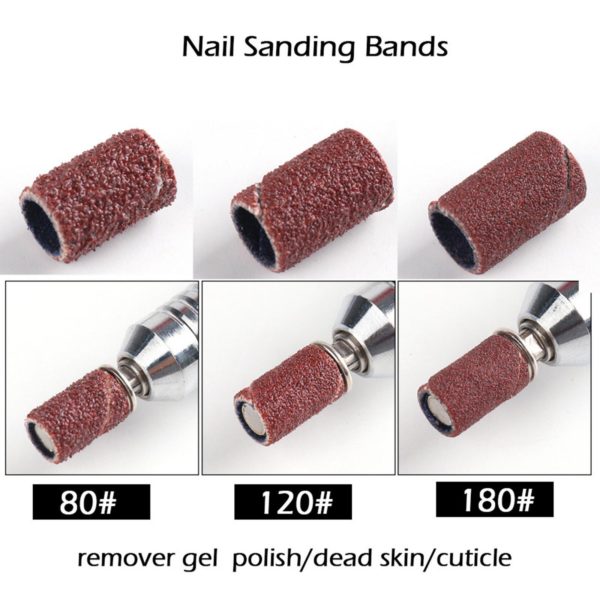 Nail sanding bands Nagel slipband kit för e-fil Nageltillbehör Närbild Förklaringen om produkten på e-fil