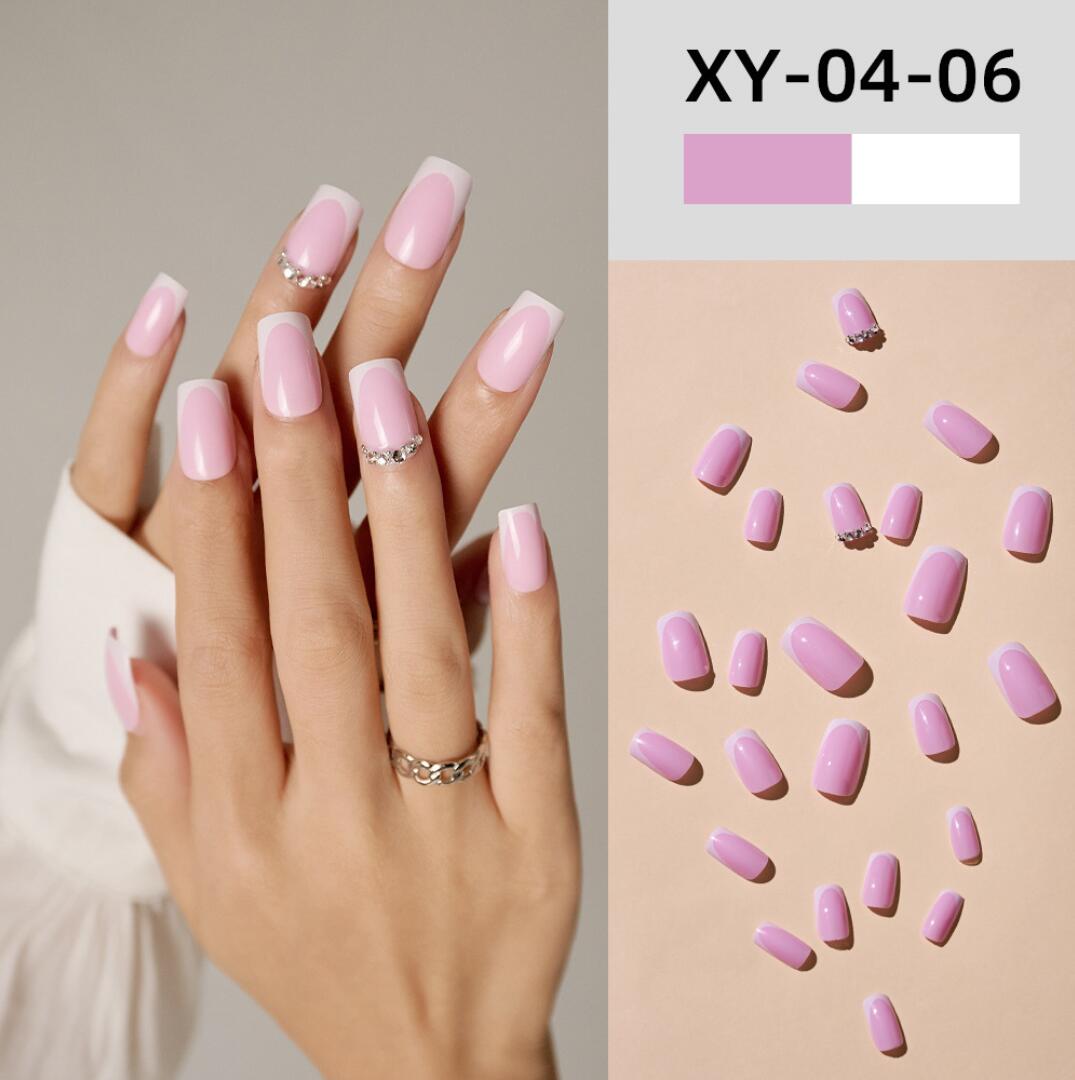 Lösnaglar korta raka form med Fransk Pink & White – Fake nails