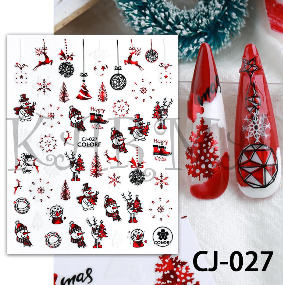 Nagelklistermärken söta snögubbe, Jungran Christmas nail stickers Nageldekoration