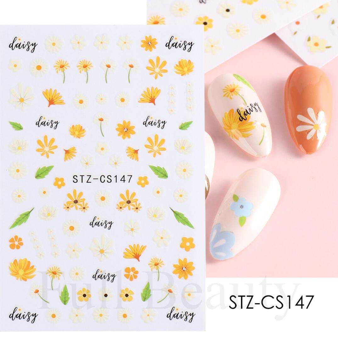 Tusensköna nagelklistermärken Nail stickers daisy flowers nageldekorationer
