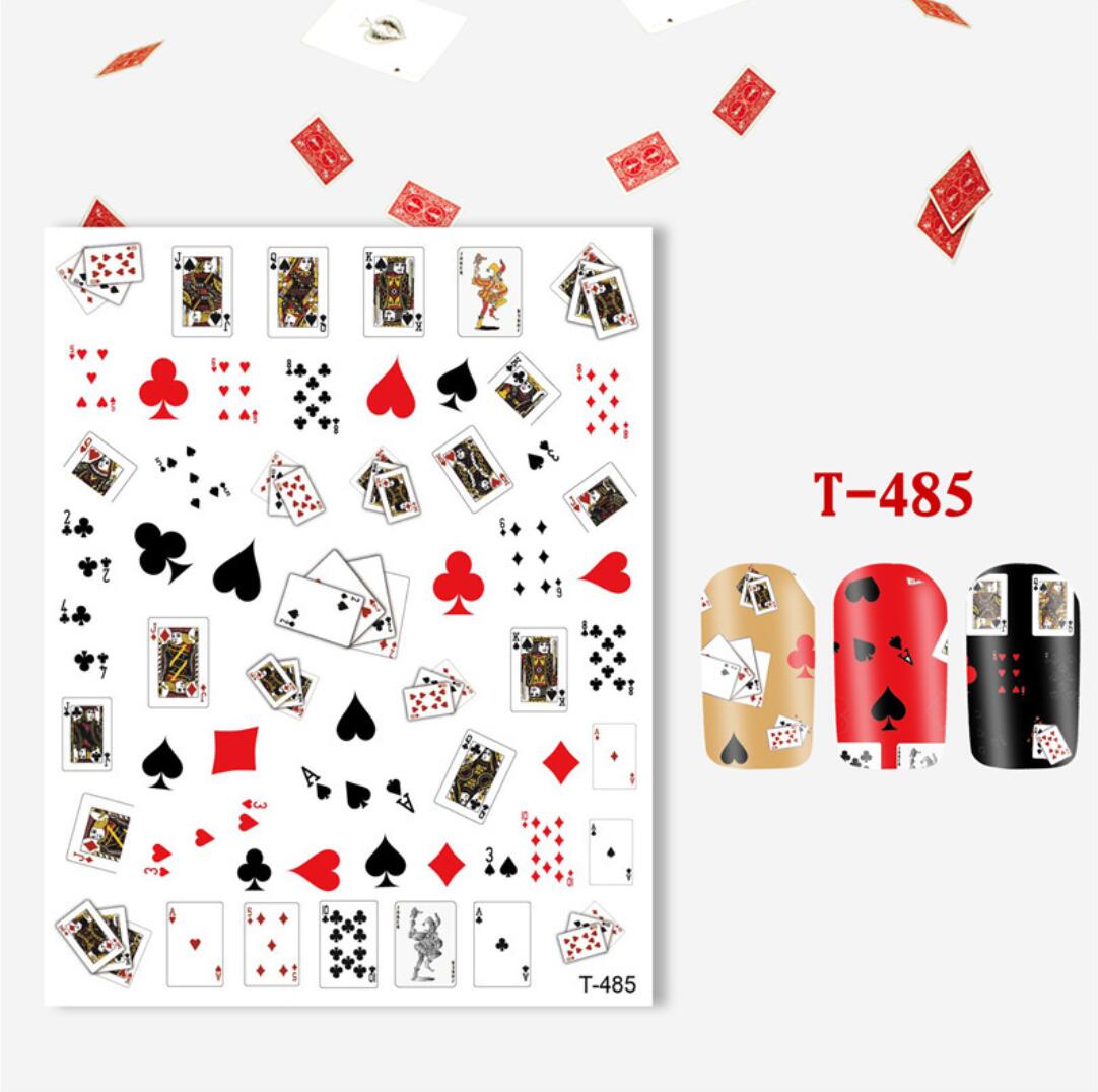 Nagelklistermärken Spelkort Kortlek med olika stilar Poker cards nail stickers