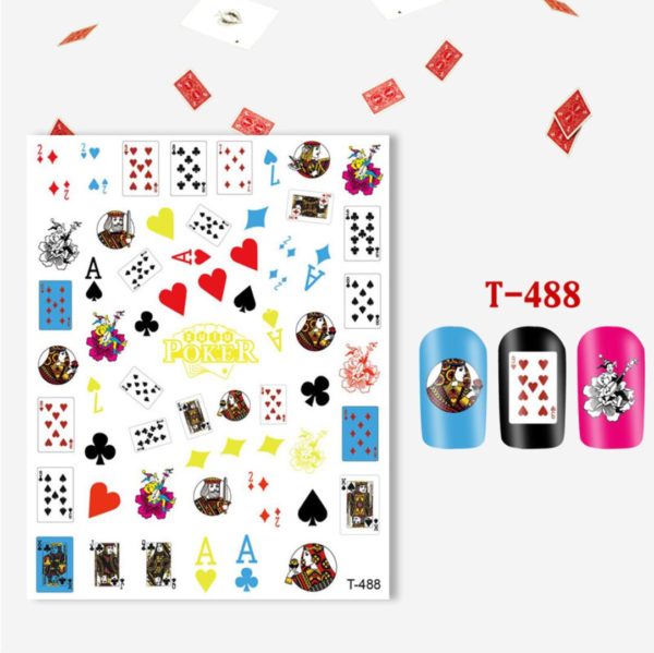 Spelkort Kortlek med olika stilar nagelklistermärken