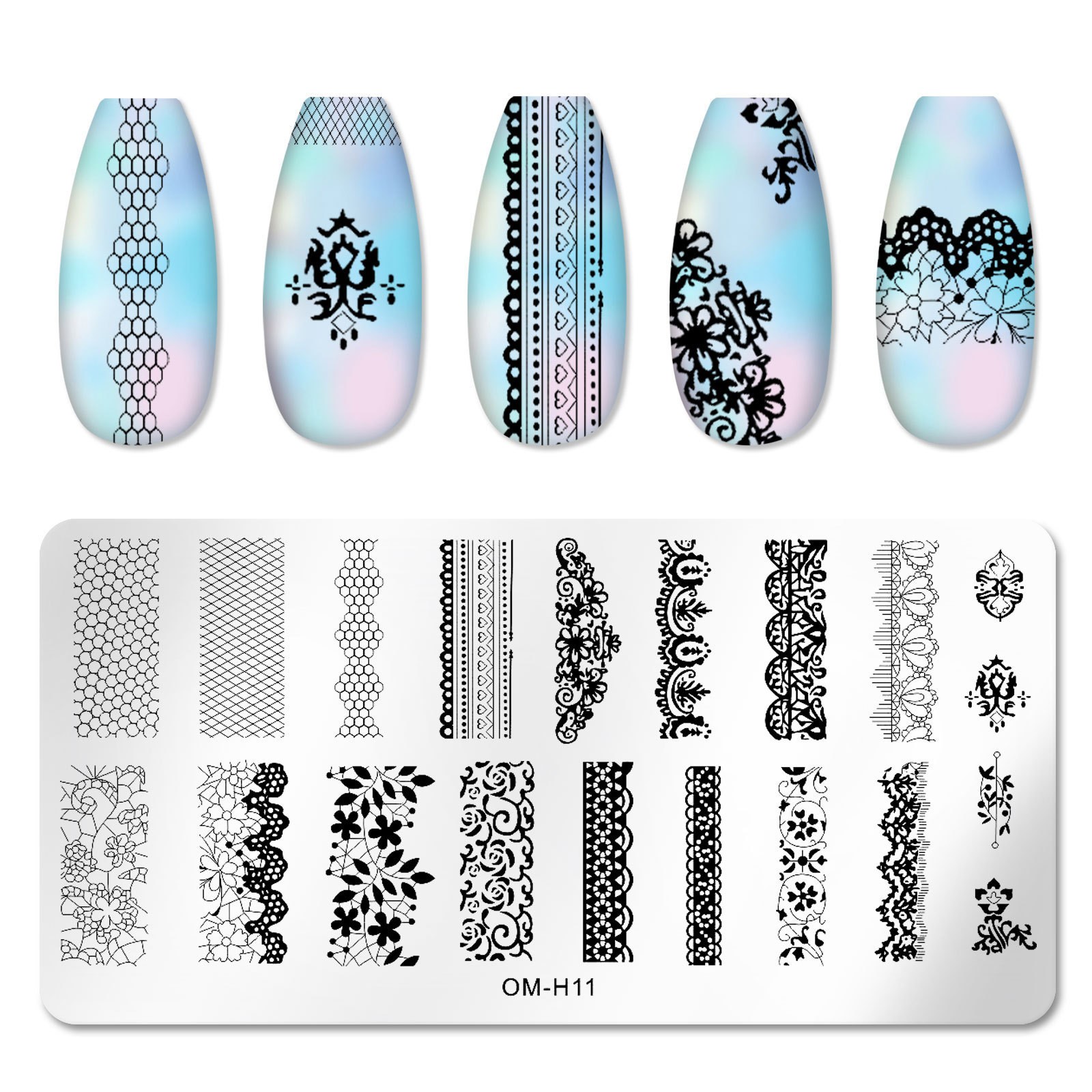 Stämpelplatta Naglar olika lace design Nail Stamping plate för Nailart