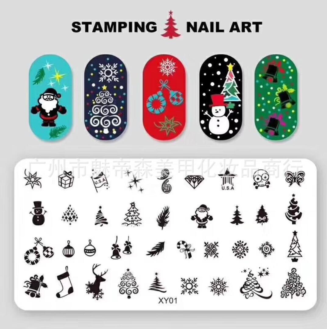 Stämpelplatta Nagel söta julmönster Nailart Julnaglar Christmas Nail stamping plates