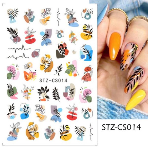 Tropisk växter i olika stilar nagelklistermärken. Nail stickers Tropical plants nageldekorationer nail decoration STZ-014