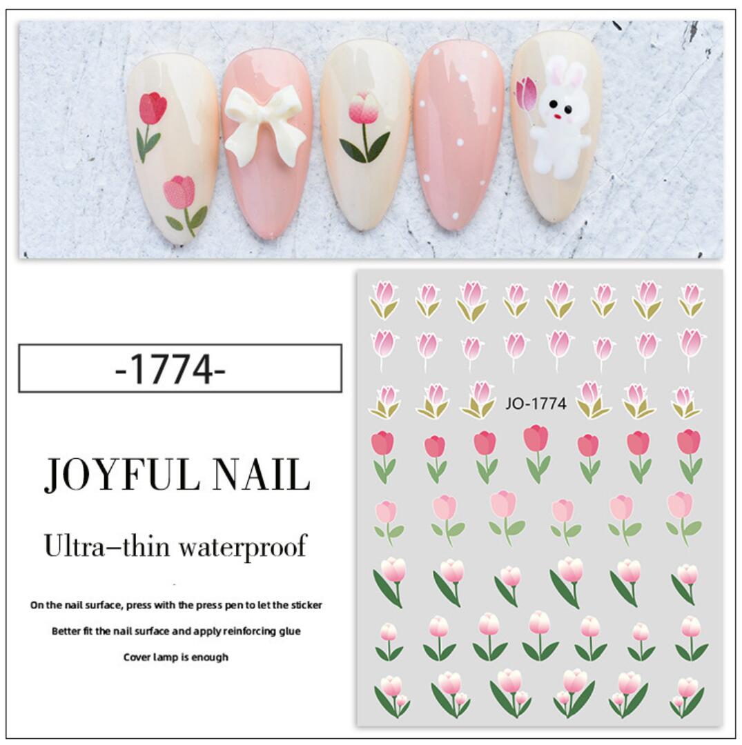 Tulpaner i olika stilar nagelklistermärken Tulips nail stickers