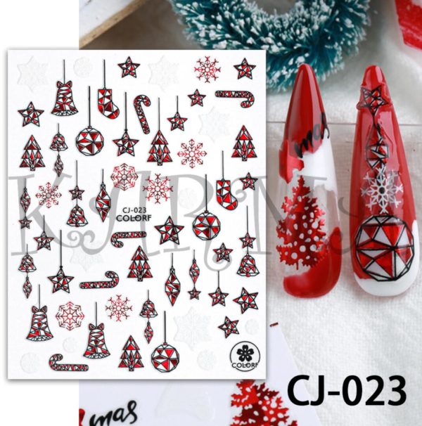 Unika jul nagelklistermärken. Christmasnail stickers Nageldekoration CJ-023