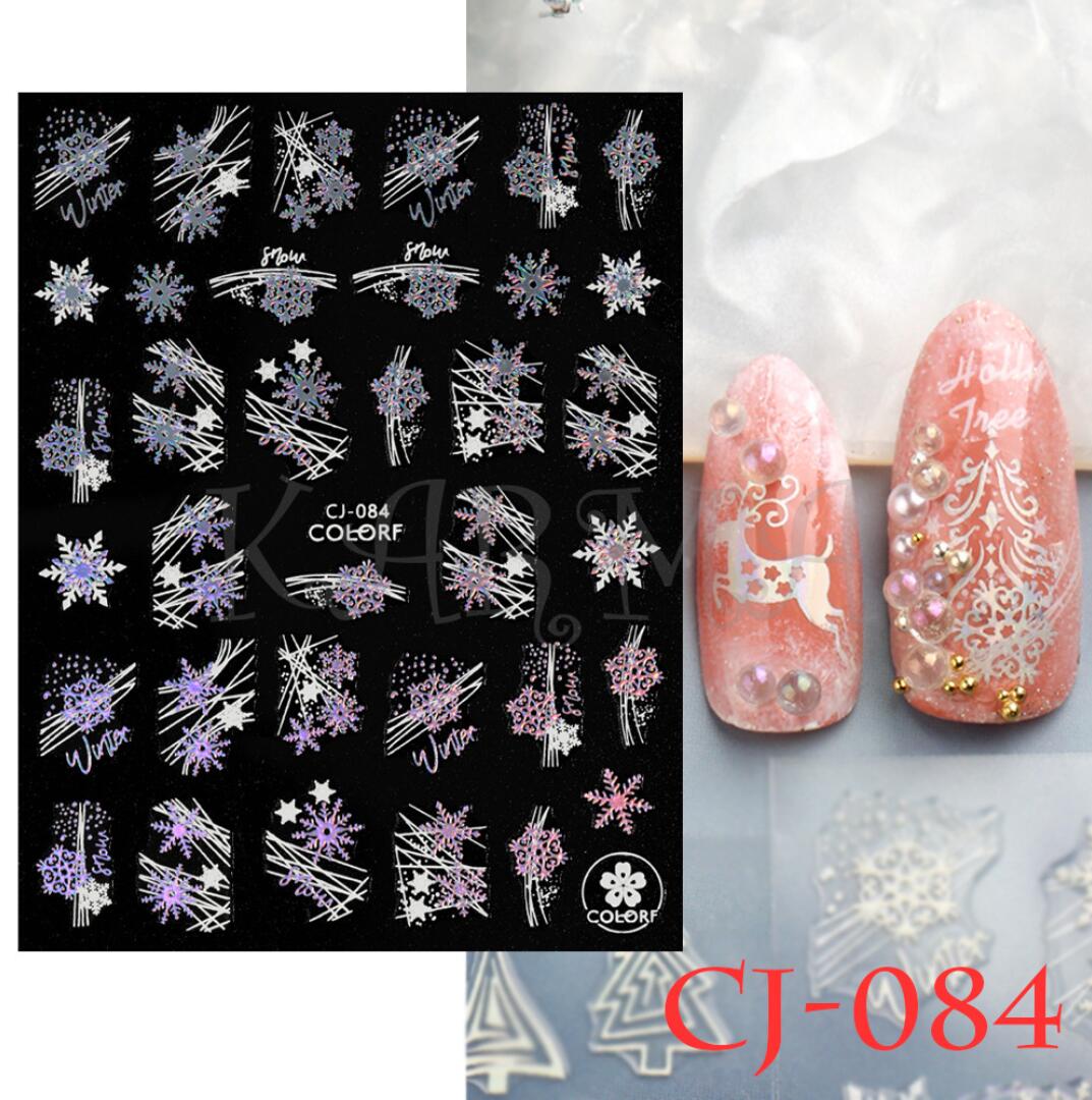 Nagelklistermärken olika vackra Snöflingor Vinternaglar Nail stickers Nageldekoration