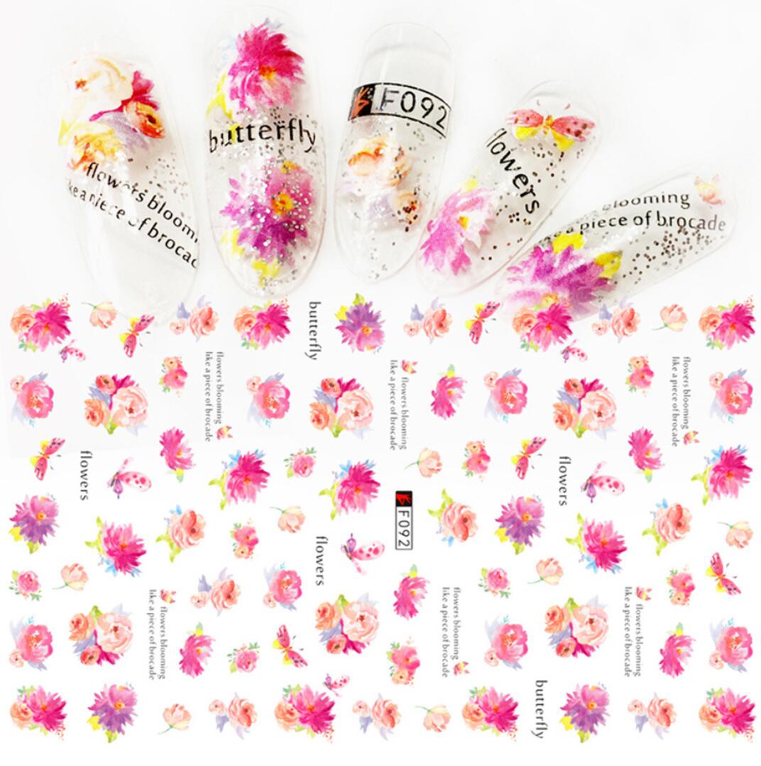 Nagelklistermärken Pion blommor i olika färger Nail stickers Nageldekoration F092