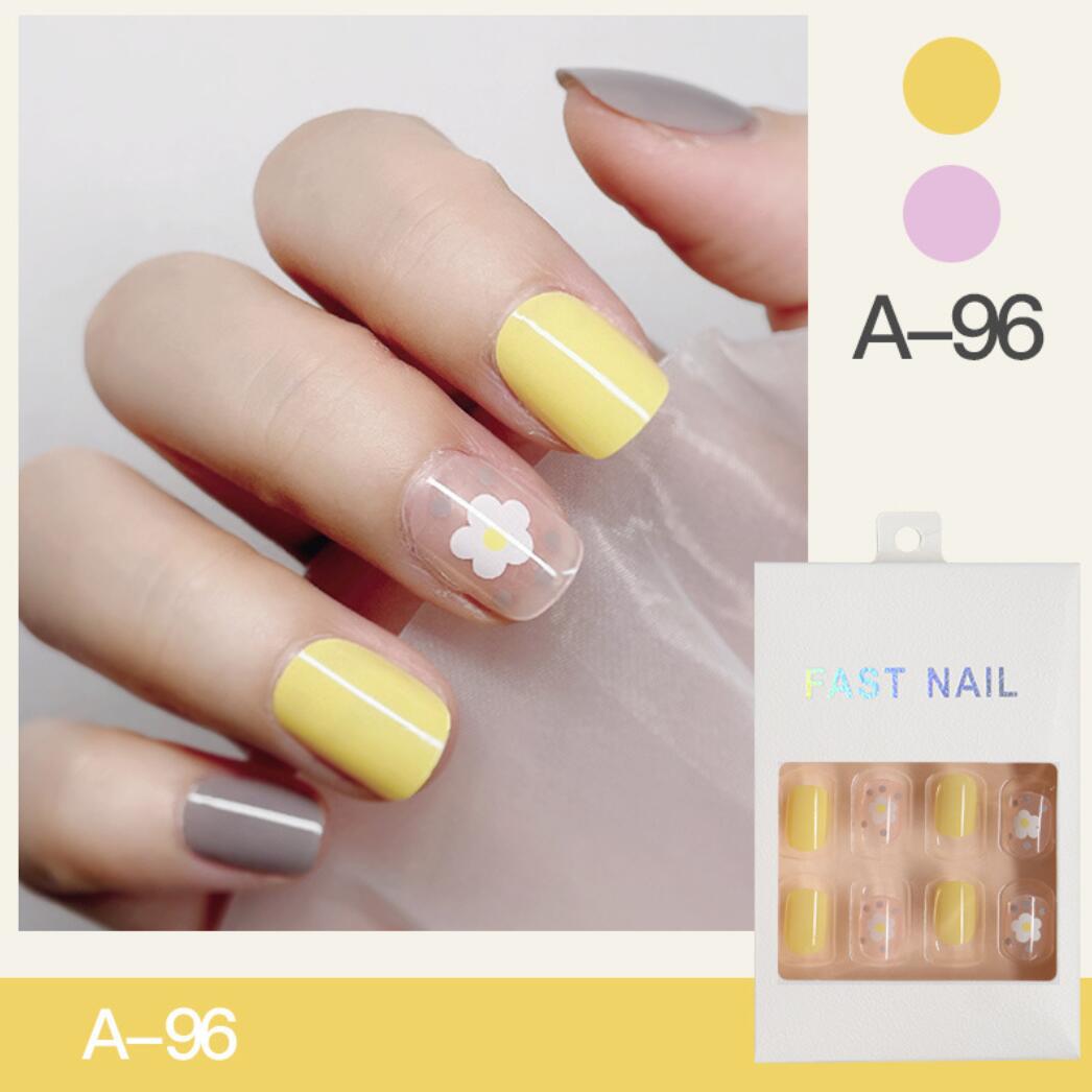 Korta lösnaglar Våriga & somriga Naturliga form Fake nails Press on nails