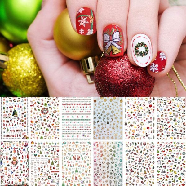 nagelklistermärken Juldekorationer Chritmas decoration Självhäftande Nageldekorationer nailart stickers och nageldekoration stickers på modellen 2