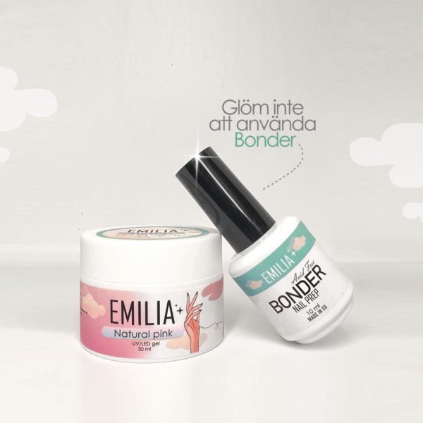 Emilia Natural gel för förstärkning av tunna, spröda eller spruckna naglar. Använd Emilia natural gel tillsammans med Nail bonder