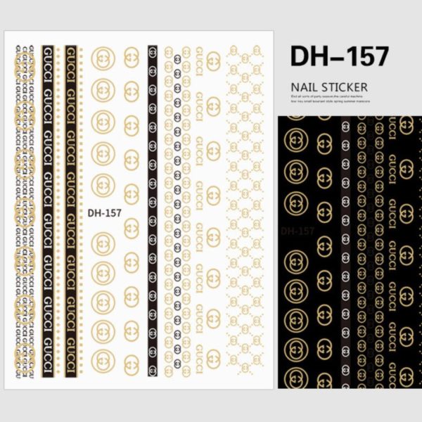 GUCCI Nagelklistermärken GC nail stickers Klistermärken i guld, svart och vit kombination med olika varianter mönster Modell DH-157