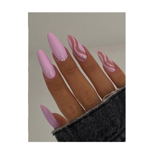 Nagelgel Clear gel 1 steg UVLED Clear för gelenaglar & nagelförlängning från märket Emilia nagelgel nagelförlängning med baby rosa och glitter