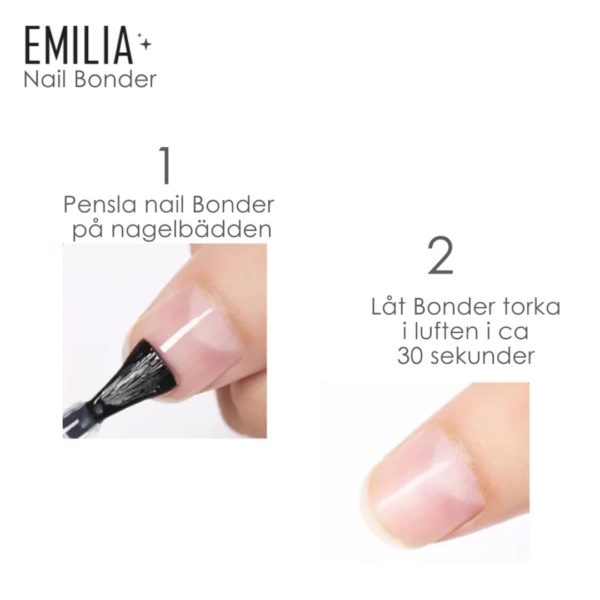 Nail Bonder 10 ml för gele & akrylnaglar EMILIA Hur man använder Bonder steg för steg