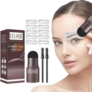 Ögonbryns makeup kit med svamppennan enkelt måla perfekta ögonbryn på nolltid, produkten visas på modellen