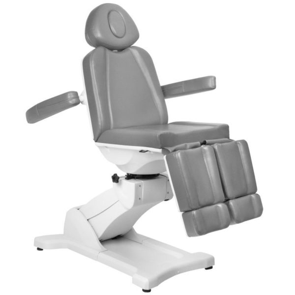 Elektrisk behandlingsstol, fotvård stol. Modell Azzurro 869AS roterande pedi med 5 motorer i grå. Justerbara armar & ben