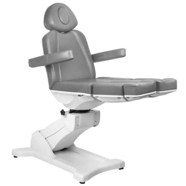 Elektrisk behandlingsstol, fotvård stol. Modell Azzurro 869AS roterande pedi med 5 motorer i grå. Stolen står upp