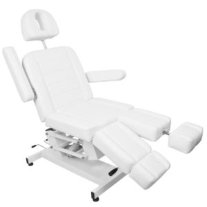 Elektrisk behandlingsstol till fotvård & kliniken. Modell Azzurro 706 pedi 1 motor vit Närbild 9 med detaljerna på sidan