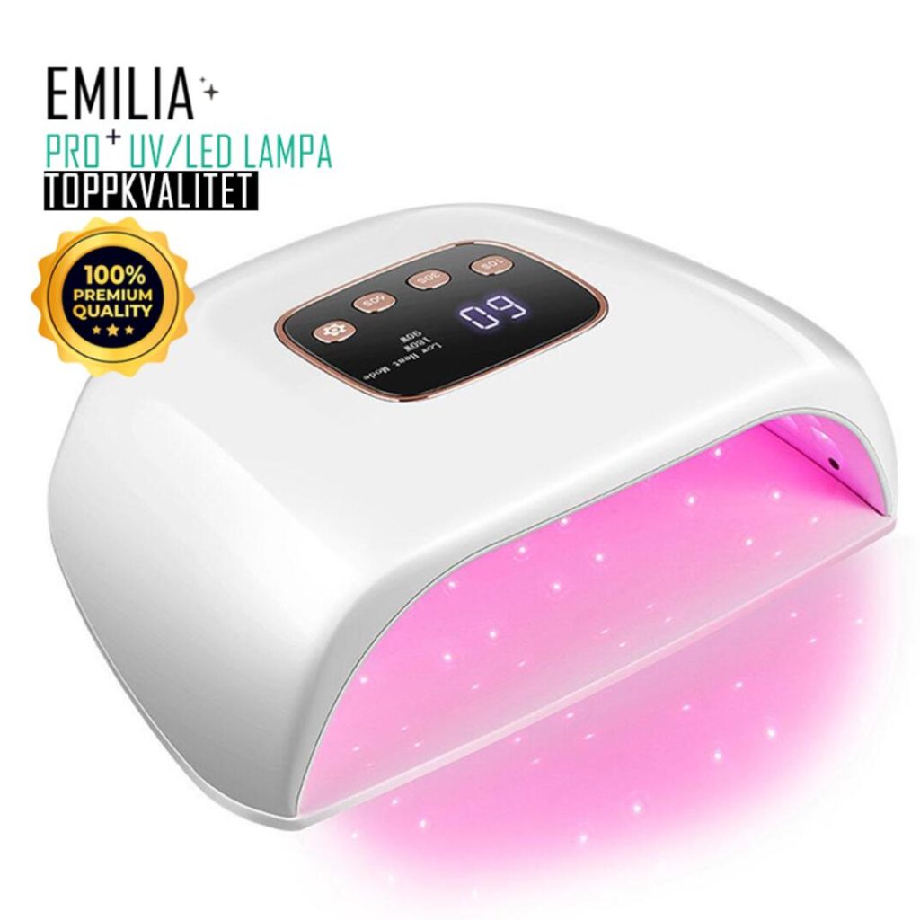 Emilia Pro Plus UV LED Nagelampa 180w Toppkvalitet Dubbla utrymmen Ny design för gelenaglar, polygel, gellack. Display