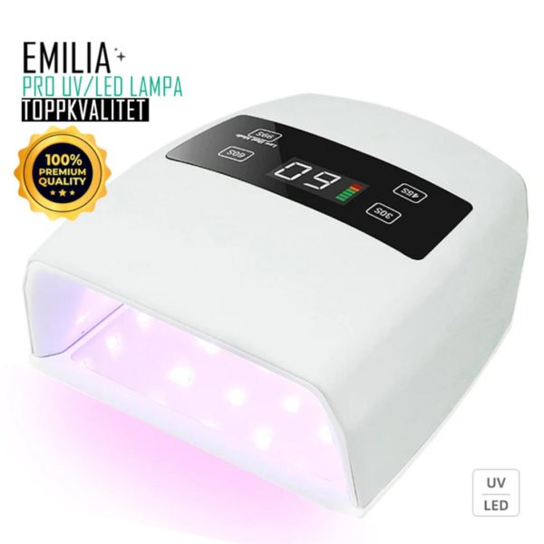 Emilia Pro UV LED nagellampa Super Högkvalitativ 96w Uppladdningsbar sladdlös för manikyr pedikyr gelpolish gelenaglar och polygel. Emilia (1)