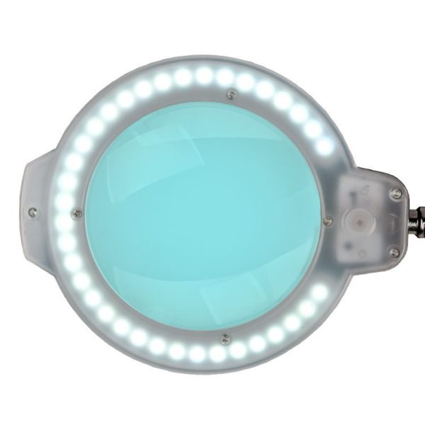 Förstoringslampa LED belysning Glow Moonlight 8012 5' svart för bänkskivan. Närbild på belysningen