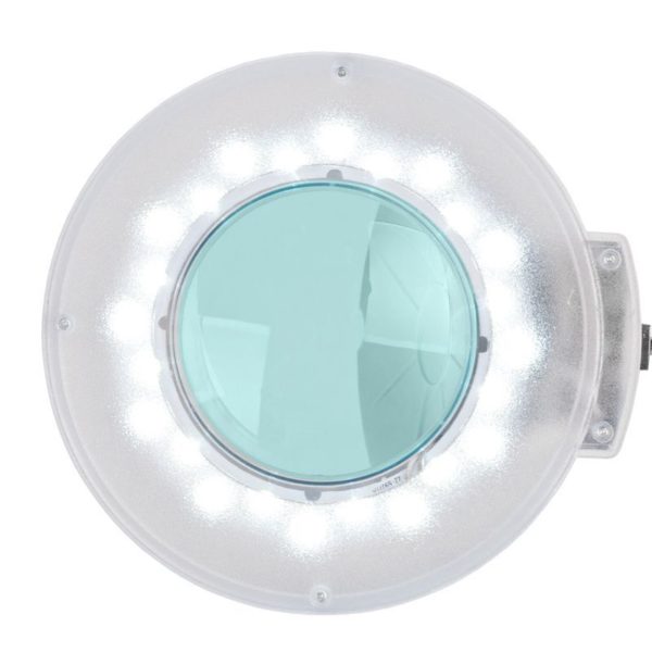 Förstoringslampa S5 LED för bänkskiva. Närbild på förstoringslampan i dagljus (1)