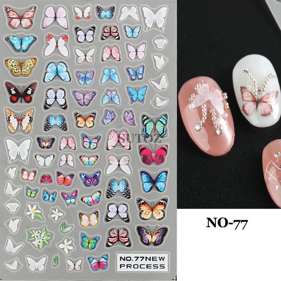 Nagelklistermärken Fjärilar olika färger för ☁️🦋våriganaglar NO-77
