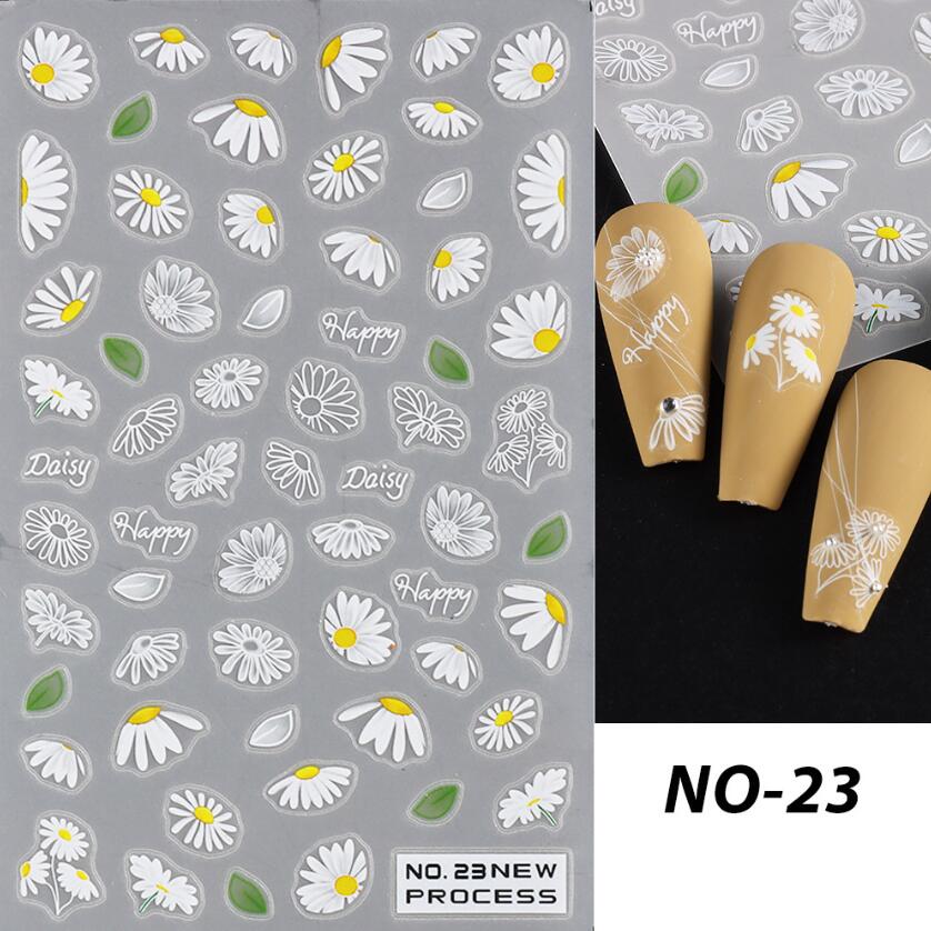 Nagelklistermärken🌼Våriga Daisy Tusensköna blommor No-23