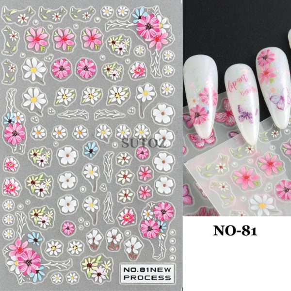 Nagelklistermärken Vårfin Våriga söta blommor i olika form Blandad för våriganaglar NO-81