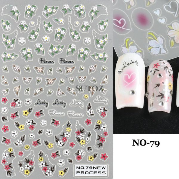Nagelklistermärken Vårfin Våriga söta lilla blommor i olika form Blandad för våriganaglar NO-79