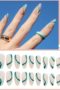 Nude med gröna design naturliga almond Lösnaglar design Press on Nails Närbild på lös naglar JP0354-07