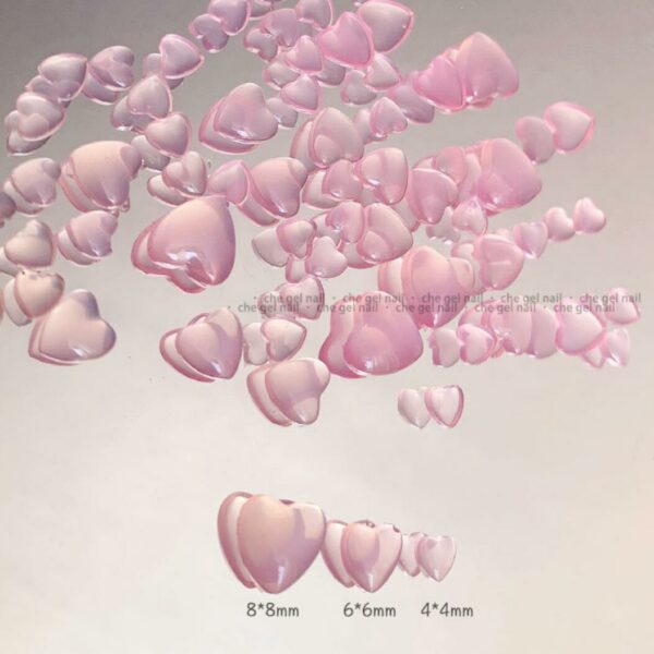Hjärta färgbyte för Nagelsmycken i genomskinlig rosa i olika storlekar Nailart Färg ändring